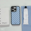 Korean Ins Trendy Blue Groud Black Polka Dots Phone Case For iPhone 17 AIR 16 15 14 13 12 11 Pro Max XR XSMAX 7 8 PLUS Y2K Cover