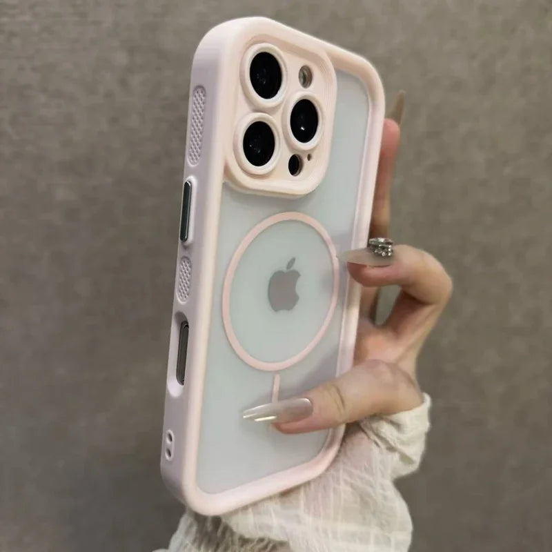 Trendy 2 in 1 Skin Feel Case for iPhone 17 Air 16 15 14 12 13 Pro Max For MagSafe Wireless Charging Shockproof Protection Funda