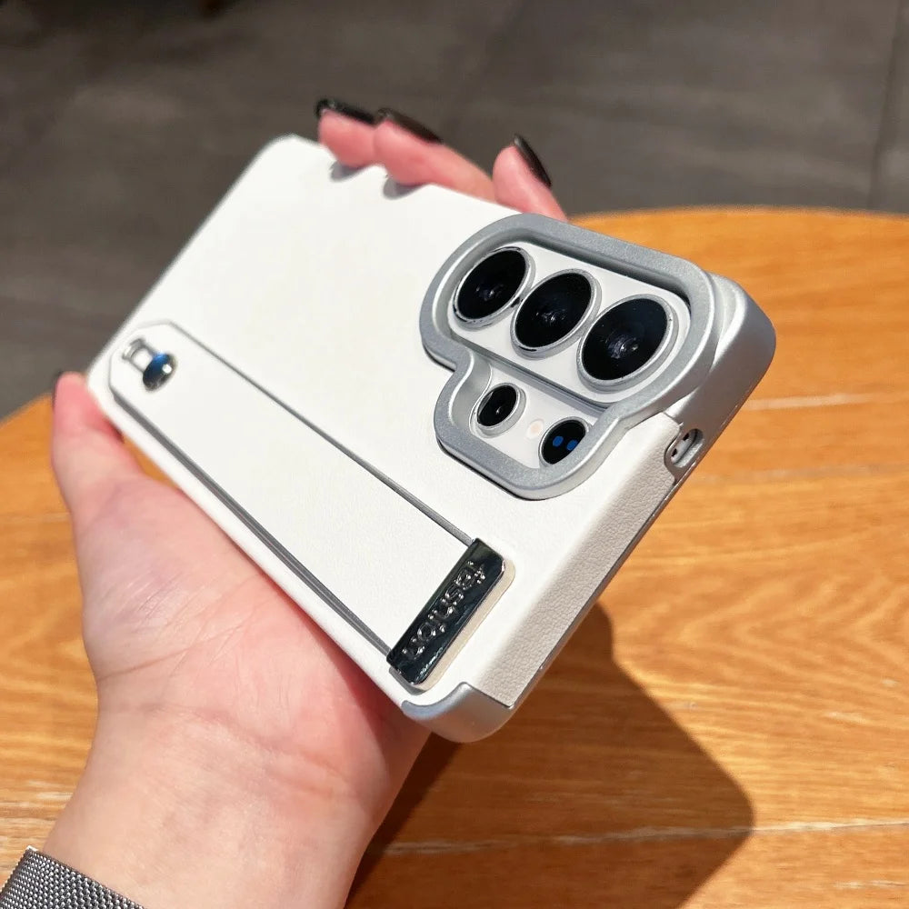 Wristband Bracket for Magsafe Inside Magnetic Case for Samsung Galaxy S26 S23 S22 S25 S24 Ultra Plus Leather Texture Cover