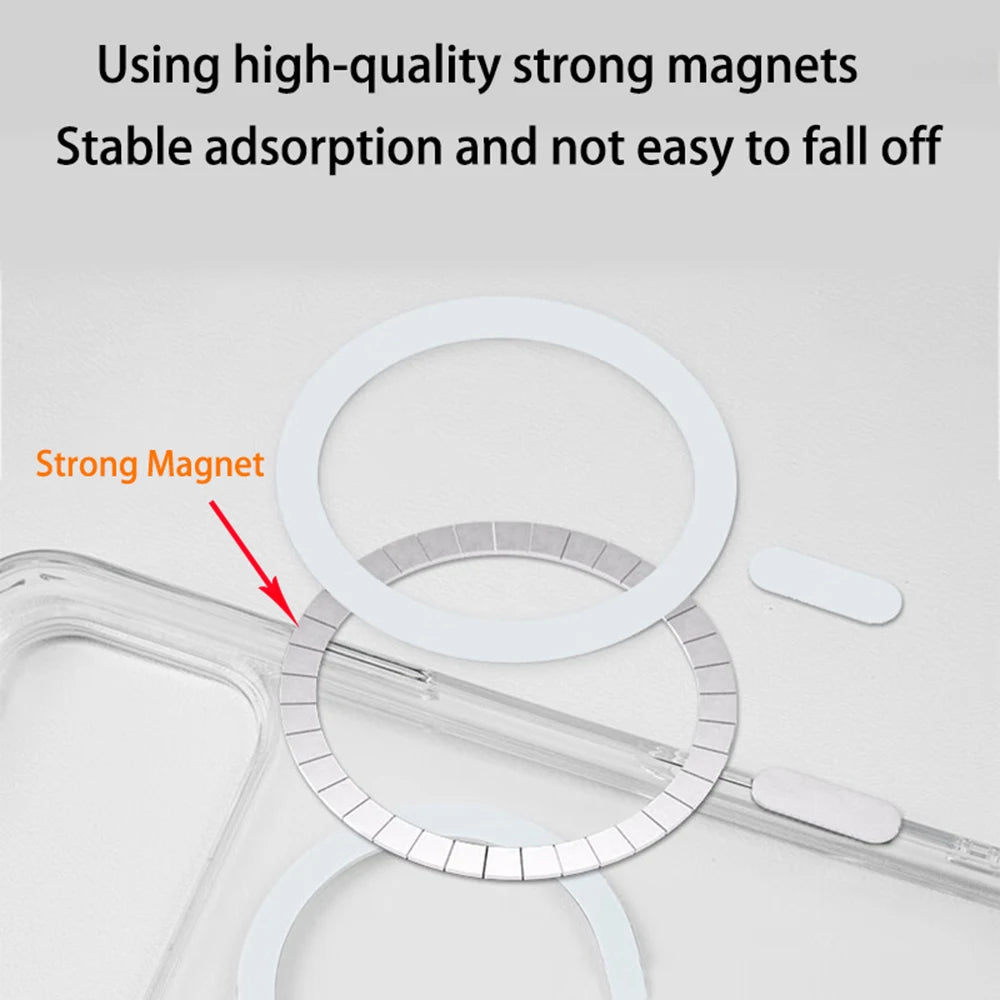 For Magesafe Phone Case for iPhone 17 16 15 14 13 12 11 Pro Max Air Plus Magnetic Wireless Charge Transparent Case Back Cover