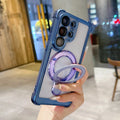 Matte for Magsafe Bracket Case for Samsung Galaxy S26 Ultra S25 Plus S24 FE S23 Plating Holder Stand Camera Film Protector Cover