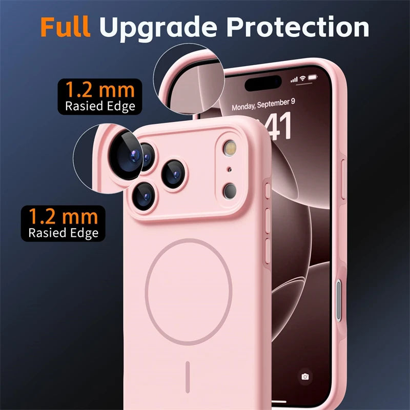 Magnetic Silicone Soft Case for Magsafe IPhone 17 Air 16 15 14 13 12 Pro Max Plus 17Air 17Pro i Phone i17 ProMax Mag Safe Cover