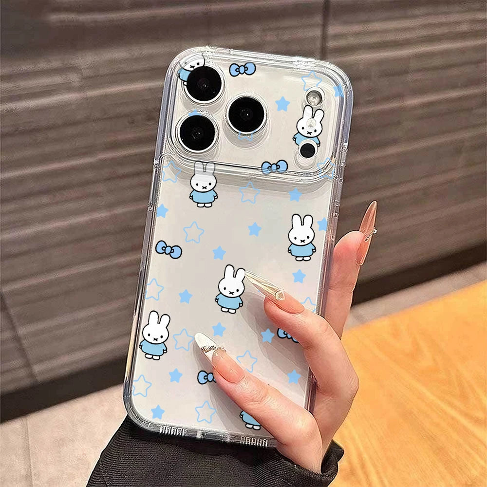 Cartoon Rabbit M-Miffies Phone Case for iPhone 17 17e Air 16 16e 15 14 Plus 13 12 11 Pro Max X Xs XR 8 TPU Transparent Cover
