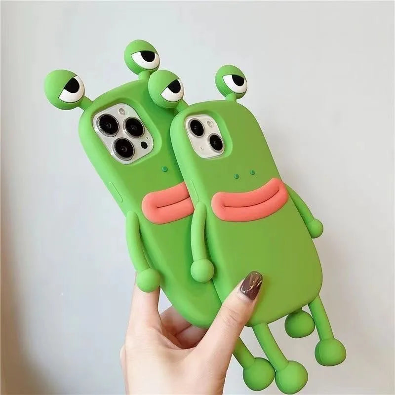 Funny Cute 3D Frog Soft Silicone Case protection For iPhone 14 13 11 12 15 16 17 Pro Max 6 7 8 Plus X XS Max Coque