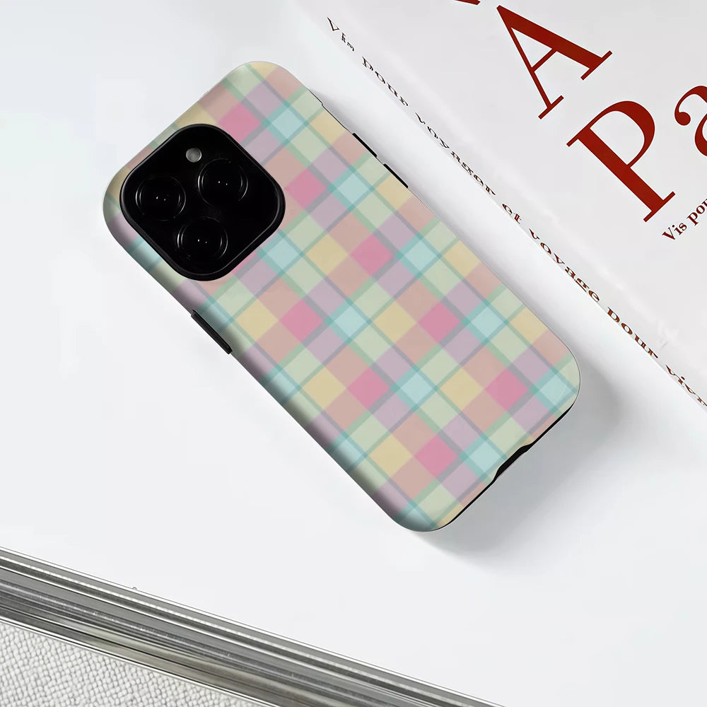 Pastel Plaid for IPhone17 Must for Magnetic Phone Case for IPhone 17 16 15 14 13 Pro Max Plus Single Double-layer Tough Case