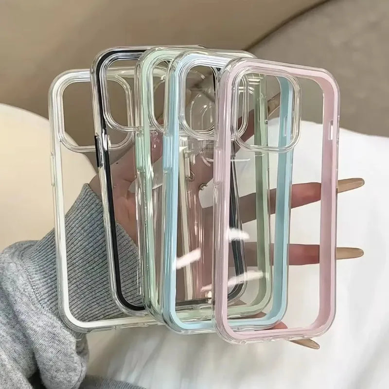 Luxury Candy Color Frame Clear Back Phone Case For iPhone 17 16 15 14 13 12 Pro Max 11 16PLUS 17 Acrylic Shockproof Bumper 2030