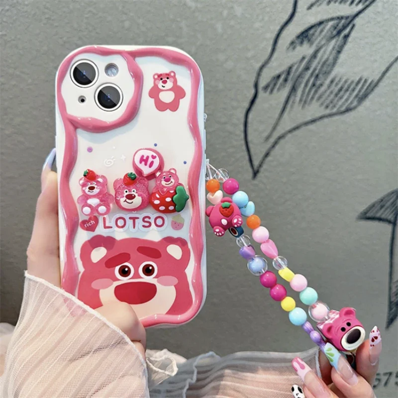 Casing For VIVO V50 Lite V40 V30E V30 V29E V27 V27E V25 V23E Y36 Y04 Y02S Y76 Y16 Y20 Y30 Y27 Case Strawberry Bear Lotso Chain