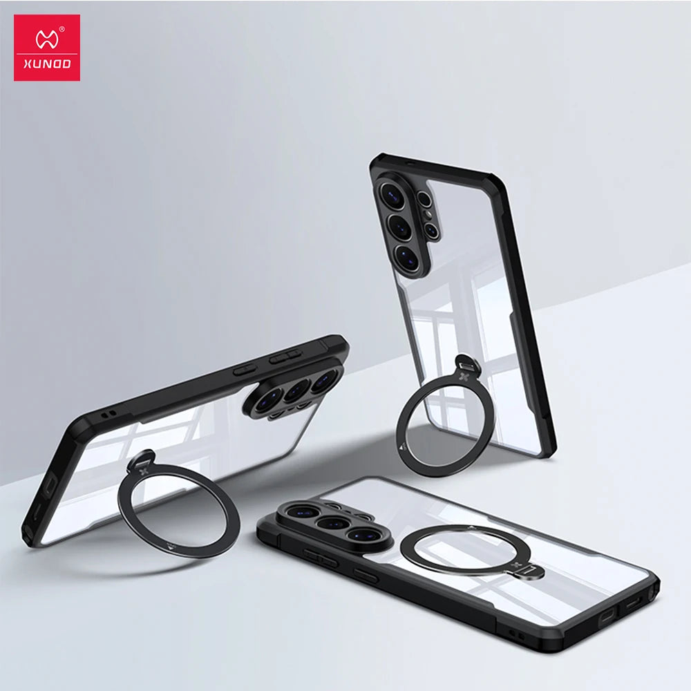 ‌Xundd For Samsung S26 Ultra S26 Plus Magnetic Holder Case - 360° Spin Stand with Airbag Shockproof & Lens Protection Funda