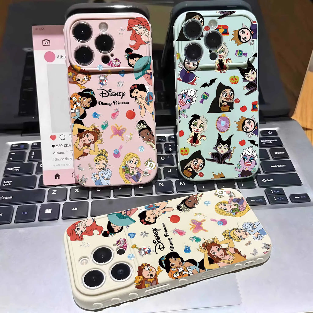 Disney Princess Villains For Apple iPhone 17 16 15 14 13 12 Mini 11 Pro Max Bubble Heart Cover Funda Silicone Soft Phone Case