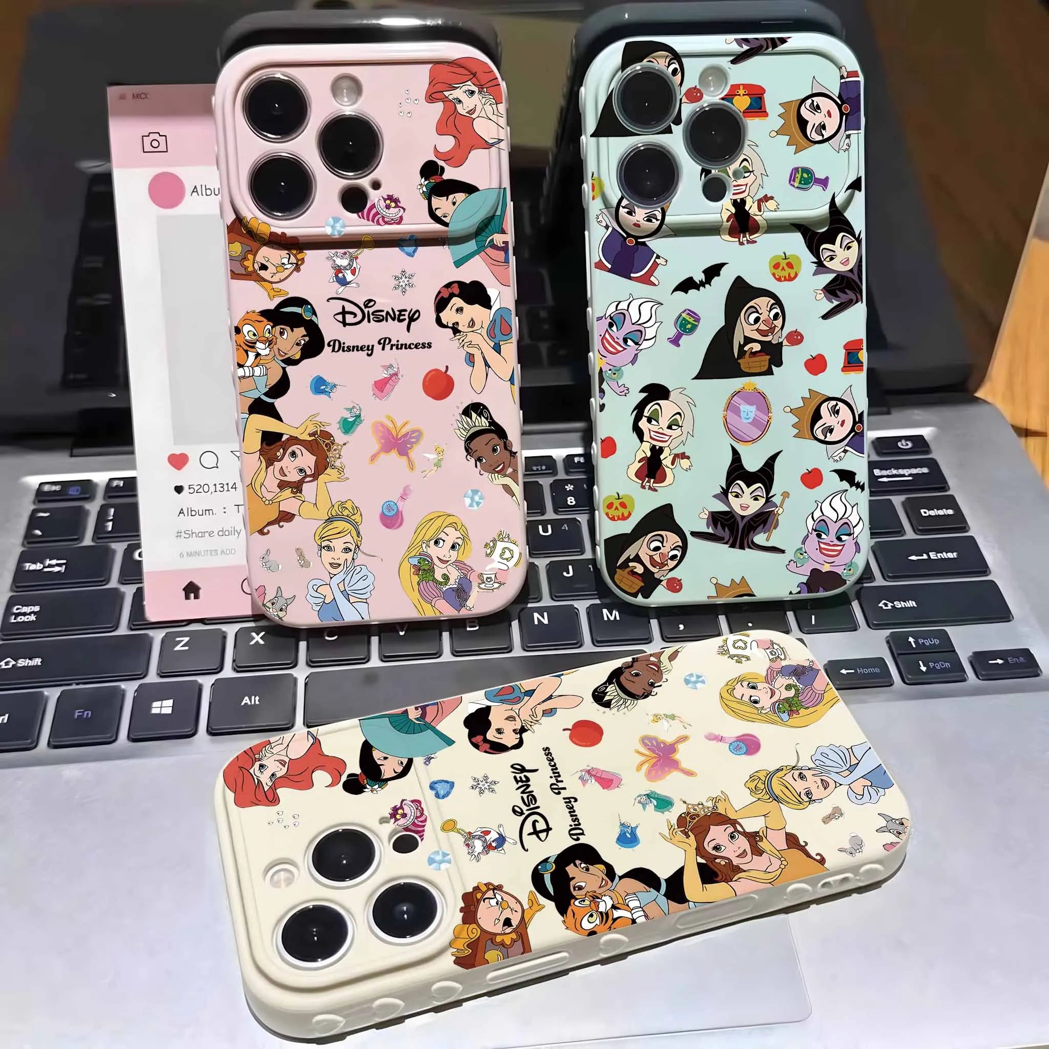 Disney Princess Villains For Apple iPhone 17 16 15 14 13 12 Mini 11 Pro Max Bubble Heart Cover Funda Silicone Soft Phone Case