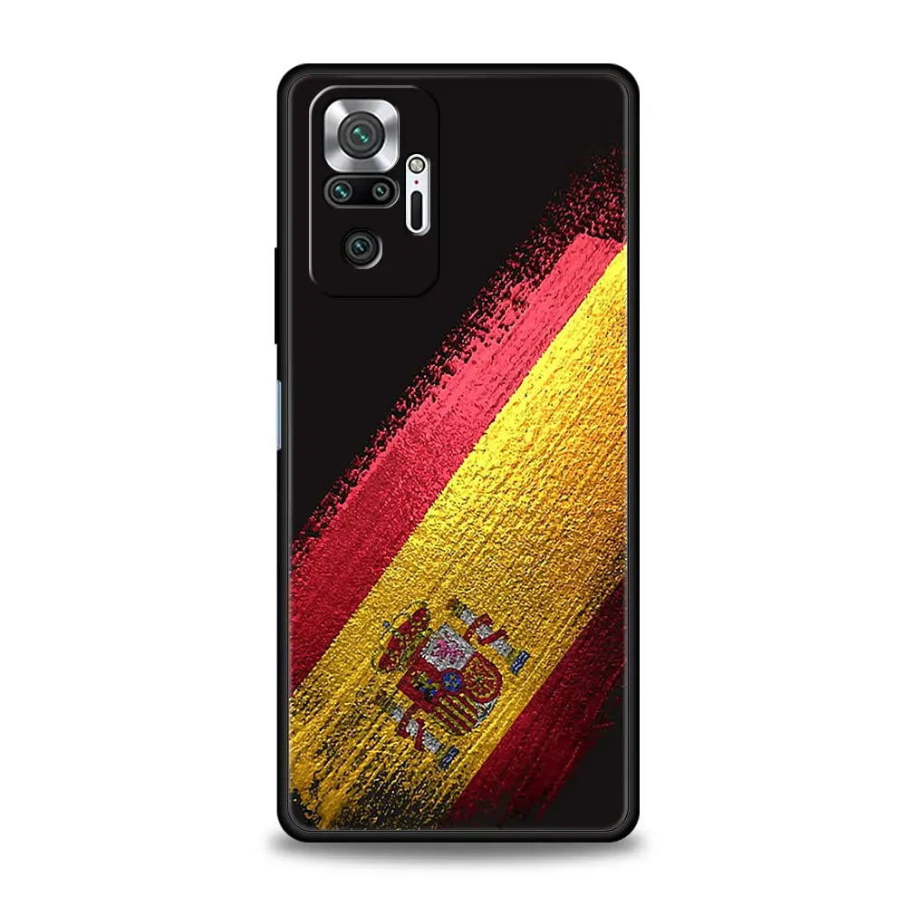 Spain Flag Phone Case For Xiaomi Redmi Note 14 13 5G 10 11 12 Pro Plus 4G 14C 13C 12C 10C Black Cover