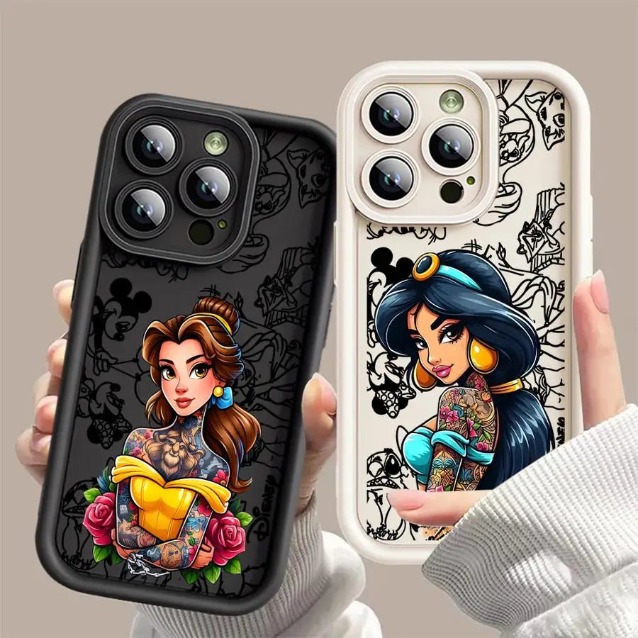 Disney Tattoo Princess Phone Case for iPhone 17 Pro Max 13 12 11 16e XS XR 17e 17 Air 15 16 14 Plus Soft Cover