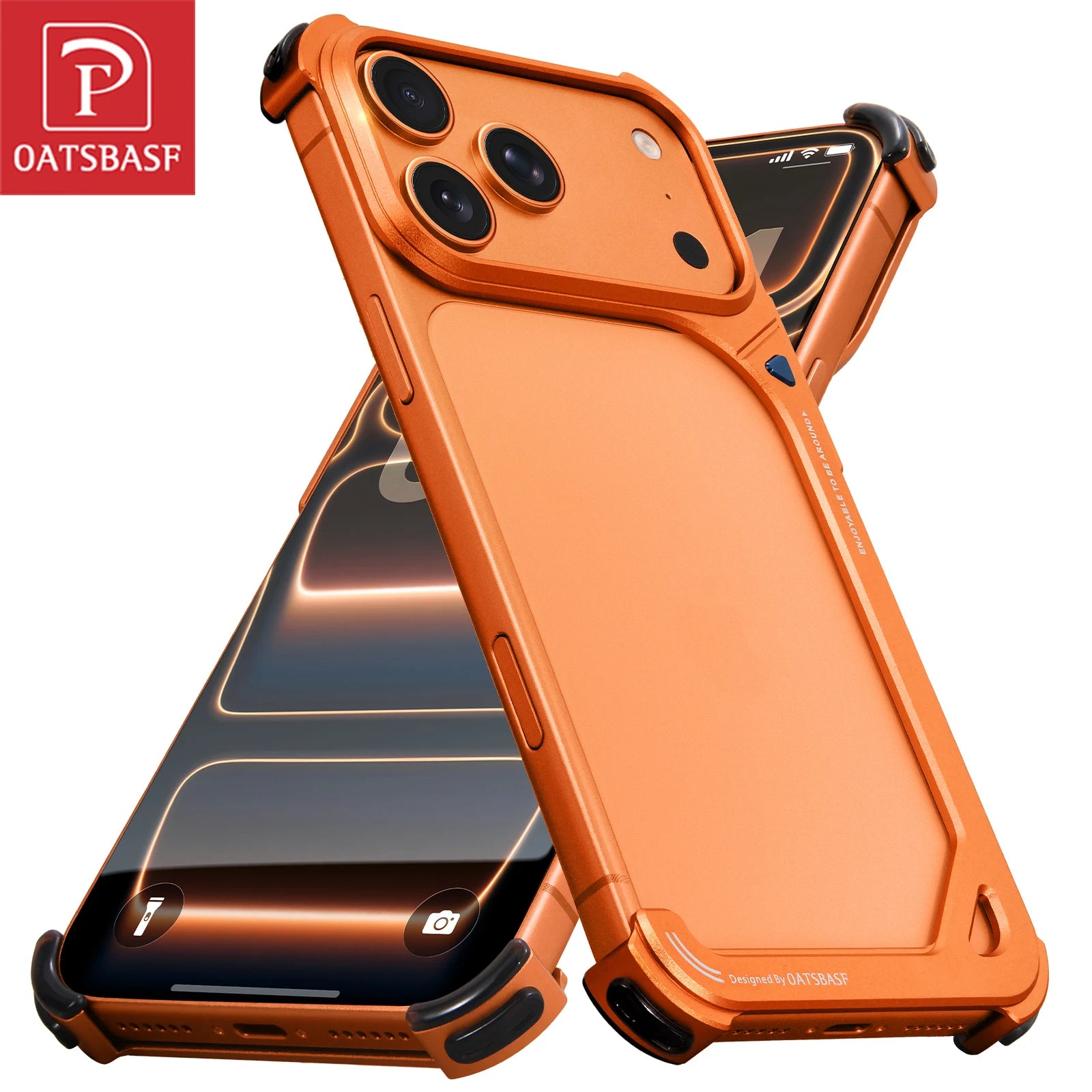 Oatsbasf Metal 9 Shape Phone Case for iPhone 17 Pro Max / 17 Pro Frame Phone Cover Slim Bumper Case Bare Phone Feel Shell