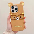 3D Rotate Lollipop Rilakkuma Cartoon Silicon Soft Phone Case for iPhone 17 16 Pro Max 15 Plus 14 Pro 13 12 11 7 8 Plus 5 5S SE
