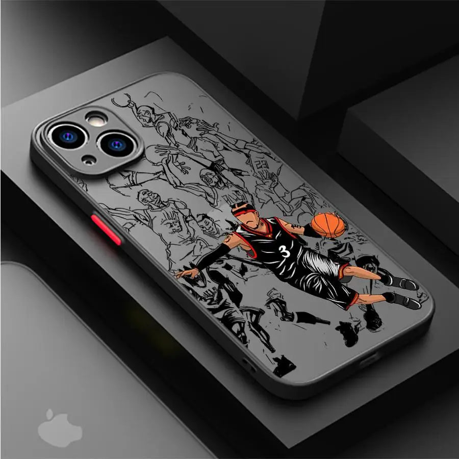 Cute Basketball Star Phone Case For iPhone 16 17 Air 15 11 12 13 14 Pro Max Mini X XR XS Max 7 8 Plus Matte Back Cover