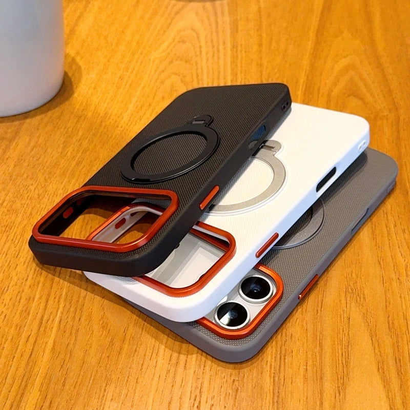 funda For iPhone Air Case ELVEV Magnetic Luxury PU Leather Anti-fall with Rotatable Ring Stand Cover for iphone17 pro max ケース