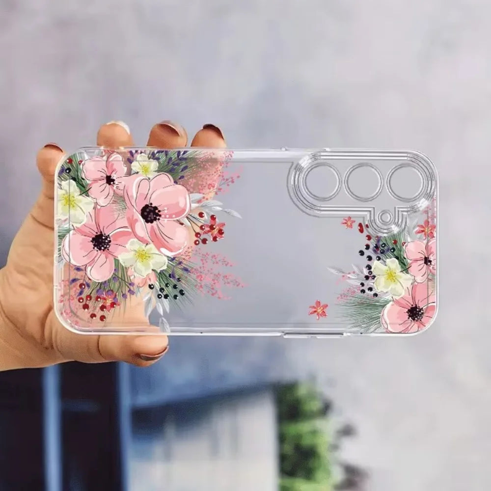 Fashion Floral Pattern Silicone Phone Case For Samsung Galaxy A73 A72 A71 A70 A56 A55 A54 A53 A52 A51 A50 A42 A36 S 4G 5G Cover