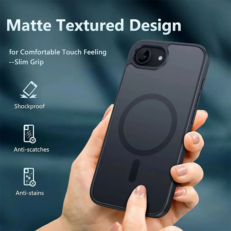 Luxury Semi Transparent For Magsafe Magnetic Phone Case For iPhone 17E 17 16E 16 15  Pro Max Frosted Hard Shockproof Back Cover