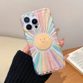 Creative Rainbow Sun Pattern Transparent Airbag Anti-Drop Phone Case, Suitable for iPhone 17/17 Pro/17 Pro Max/11/12/13/14/15/16 Pro Max Plus, Stylish Phone Case, the Best Birthday Gift for Boys, Girls, or Friends, High-Value Phone Case
