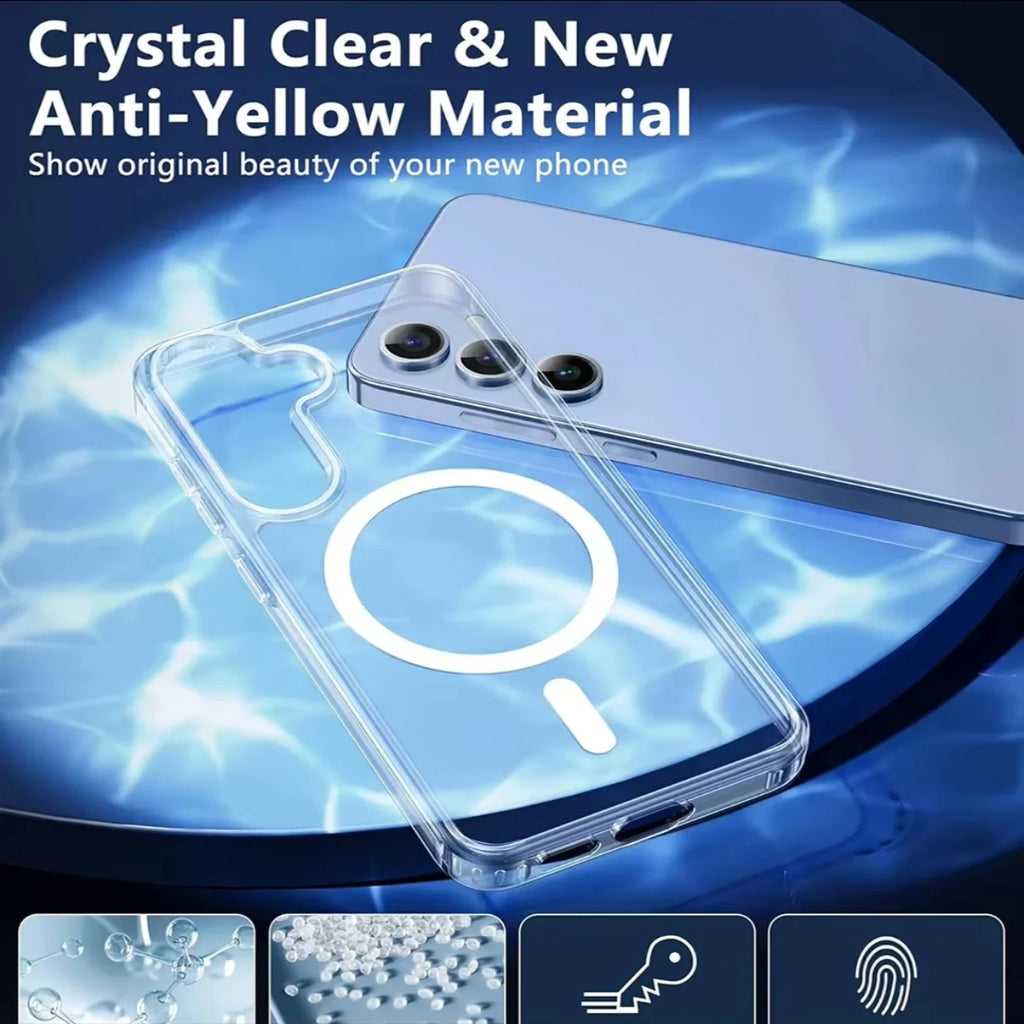 Transparent Anti-Yellowing Magnetic for Samsung Galaxy S26 Ultra/S26+/S26/S25FE Case Shockproof Protective Phone Case, Clear