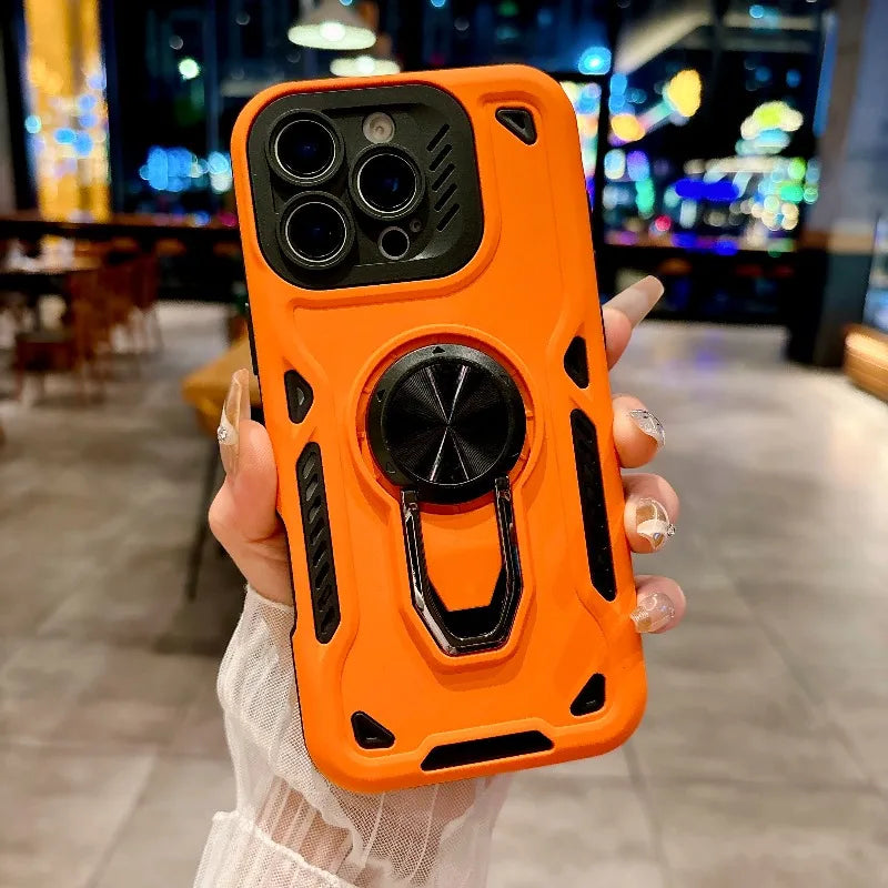Luxury Armored 360° Rotating Metal Ring 2 in 1 Protective Case, Suitable for iPhone 11 12 13 14 15 16 17 Air Pro Max Plus Case