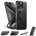 Compatible MagSafe Wireless Charging Strong Magnetic 360° Rotating Ring Stand PU Leather Phone Case For iPhone 17 16 15 14 13 12