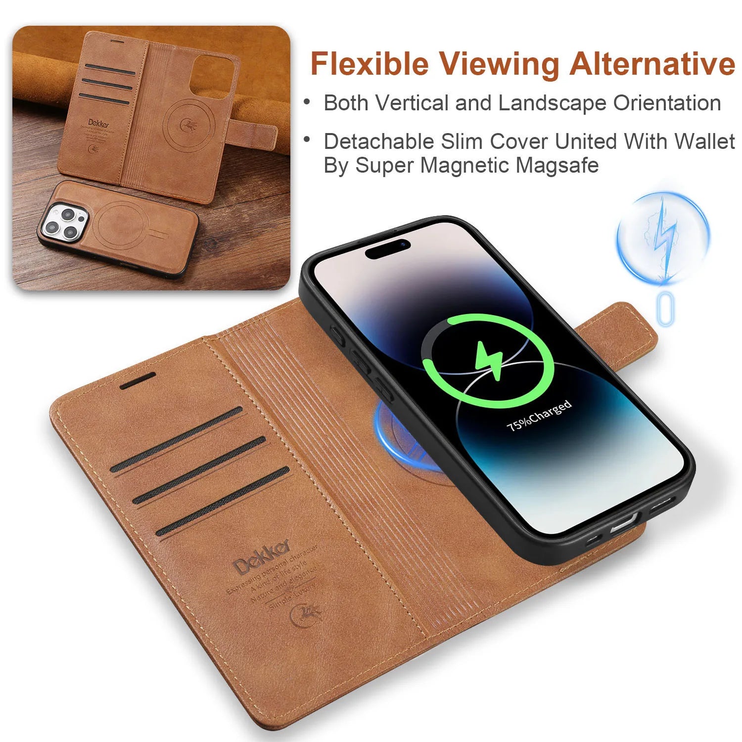 2 in 1 Detachable Card Solt Magnetic Wallet Leather Case For iPhone 16 Pro Max 15 Plus 14 13 12 Flip Bag Business For Magsafe