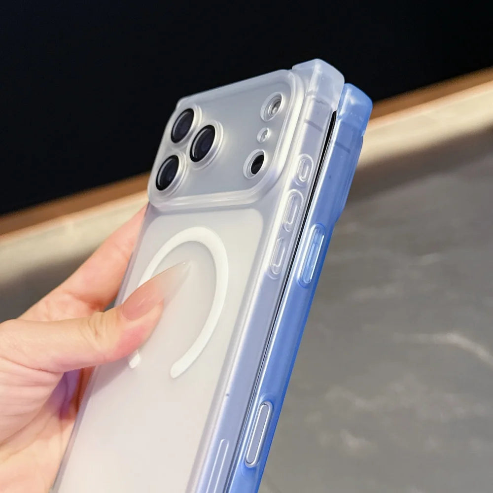 Matte Square Anti Fall For Magsafe Phone Case For iPhone 17 Air 16 15 14 13 Plus Pro Max 17ProMax Ice Mist Magnetic Charge Cover