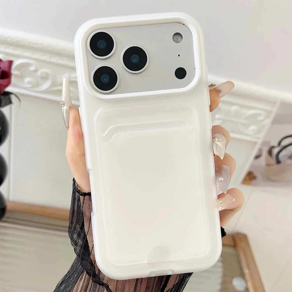 2 in 1 wallet card holder silicone phone case for iPhone 17 16 15 14 13 12 11 Pro Max Air Plus full shockproof back bumper cover