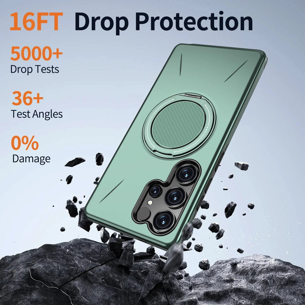 Luxury 360° Magnetic Bracket Case For Samsung Galaxy S25 S24 S23 Ultra S25FE S25Edge S24FE For Magsafe Armor Shockproof Cover