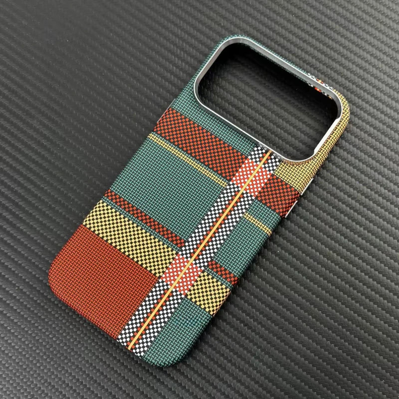 2026 New Plaid Mountain Magnetic Case for iPhone 15 16 17 Pro Max Magnets Charging Back Cover Camera Lens Protection Phone Shell