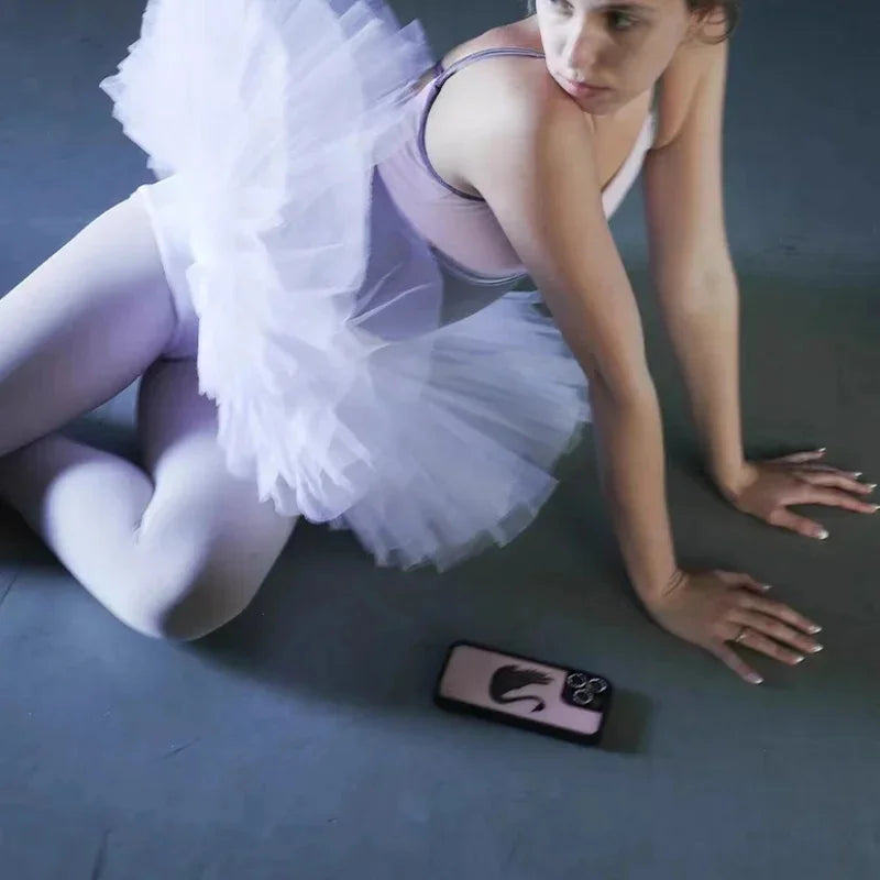 Wildflower 3D Black Swan Phone Case for iPhone 12 13 14 15 16 17 Pro Max Plus Fashion Sweet-Swan Lake Soft Edge Back Cover Cases