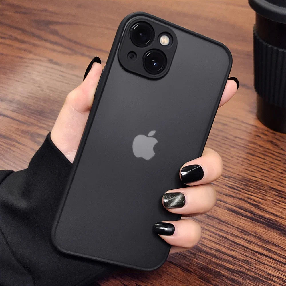 Luxury Shockproof Matte Phone Case For iPhone 15 14 13 12 11 16 17 Pro Max AIr Plus Bumper Transparent Cover