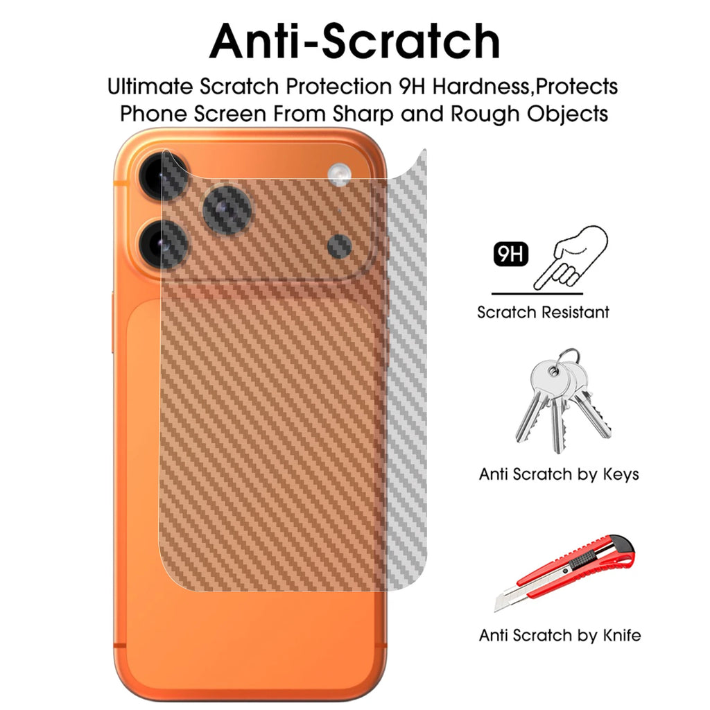 2/6Pcs for IPhone 17 Pro Max 17Air 17Pro 17PM Carbon Fiber Back Soft Film Anti-Scratch Clear Back Protective Cover For iPhone17