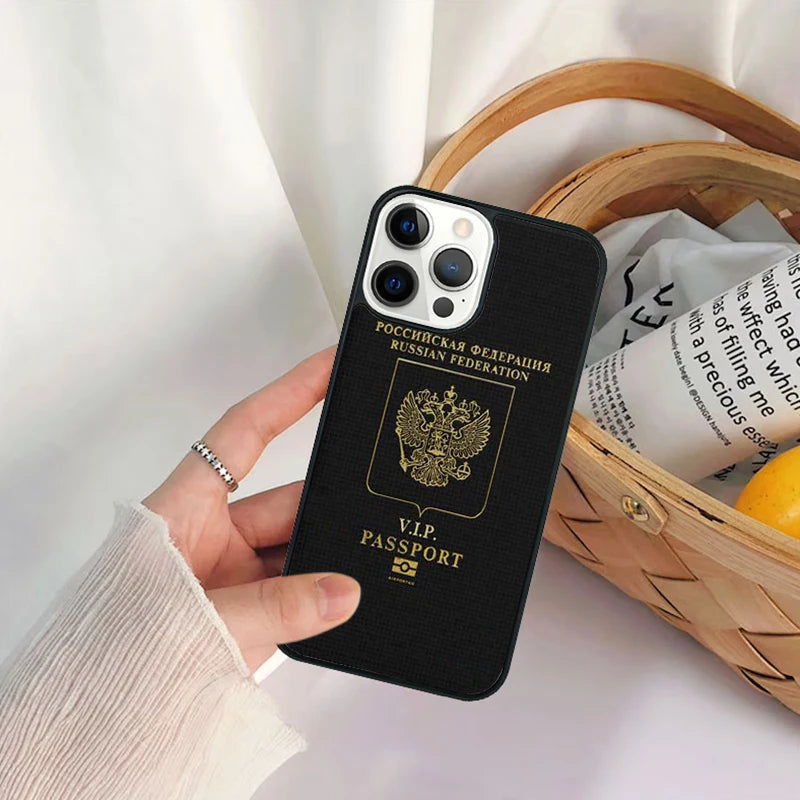 Russian Passport Flag Phone Case For iPhone 17 Air 16 15 14 11 12 13 Pro  MAX Plus coque Cover Shell