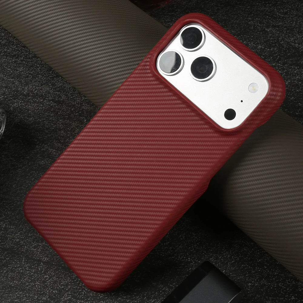 Carbon Fiber Weave Pattern Genuine Leather Case For iPhone 17 Pro Max 16 Pro Max 15 14 13 Cases Protective Phone Back Cover