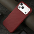 Carbon Fiber Weave Pattern Genuine Leather Case For iPhone 17 Pro Max 16 Pro Max 15 14 13 Cases Protective Phone Back Cover