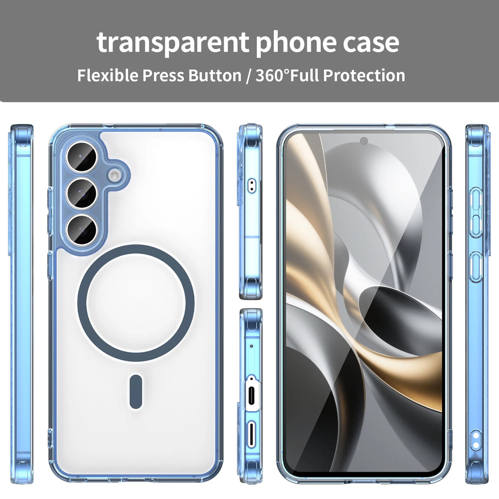For Magsafe Magnetic Wireless Charging Phone Case For Samsung Galaxy S25 FE S25FE 5G Shockproof Clear Back Cover Coque