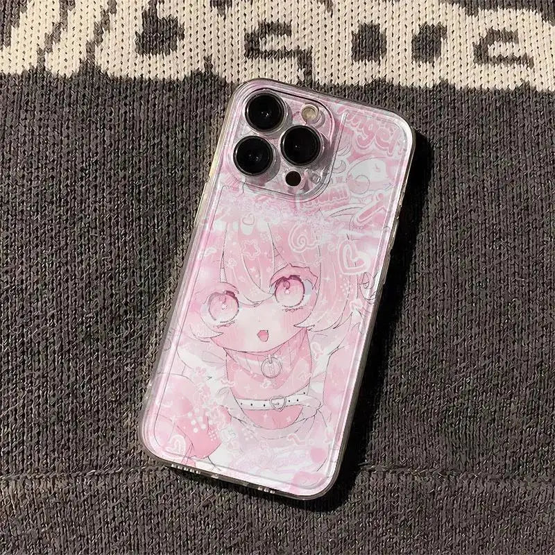 Luxury Cute Pink Loli Girl Soft Case Protection Phone Case For iPhone 17 Air 12 13 14 15 16 11 Pro Max XS XR 8 Plus Kawaii Cover