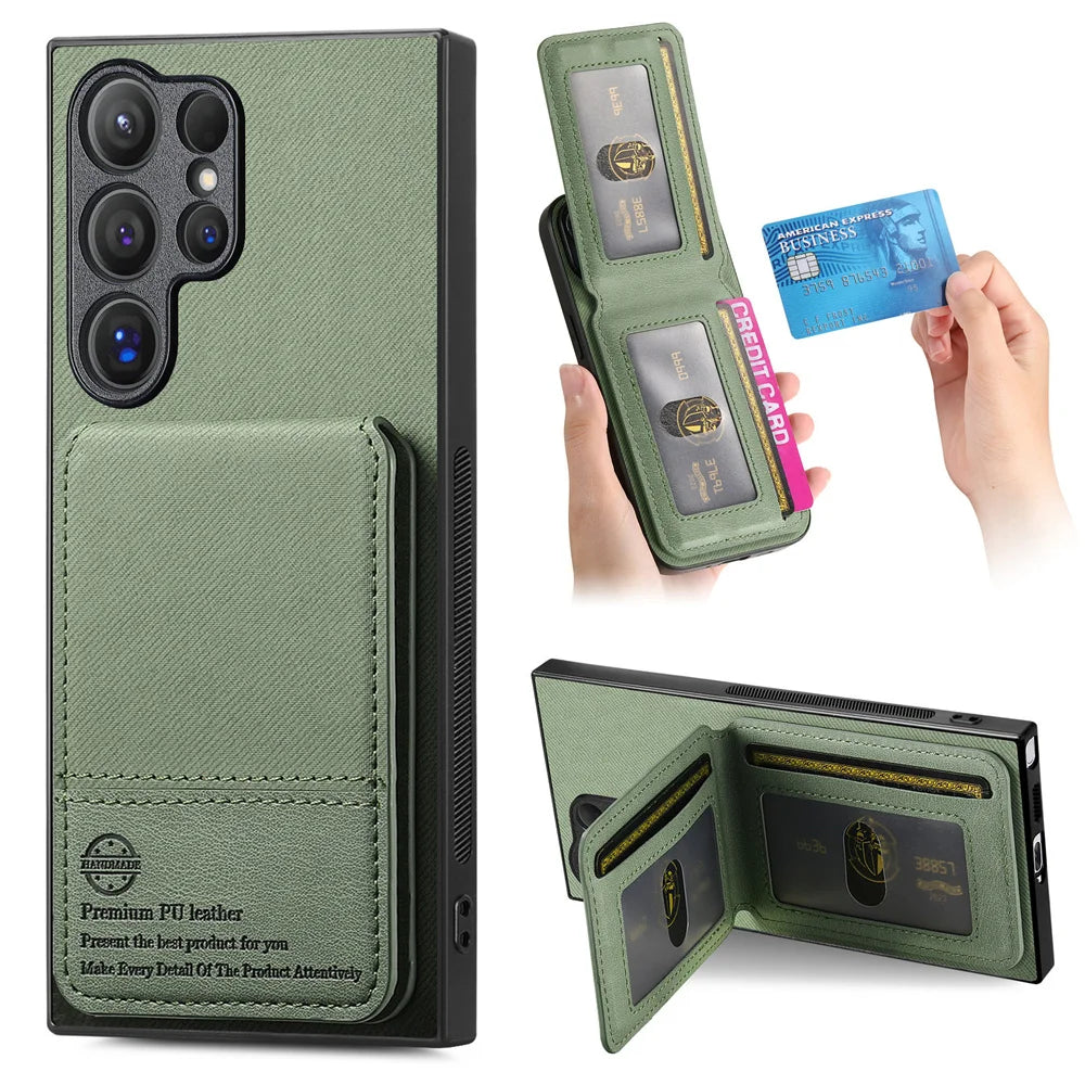 RFID-blocking Wallet with Card Holder Phone Case for Samsung S25 S26 Ultra S24 S23 S22 Plus S21 FE A17 A07 A37 A57 A36 A56 Cover