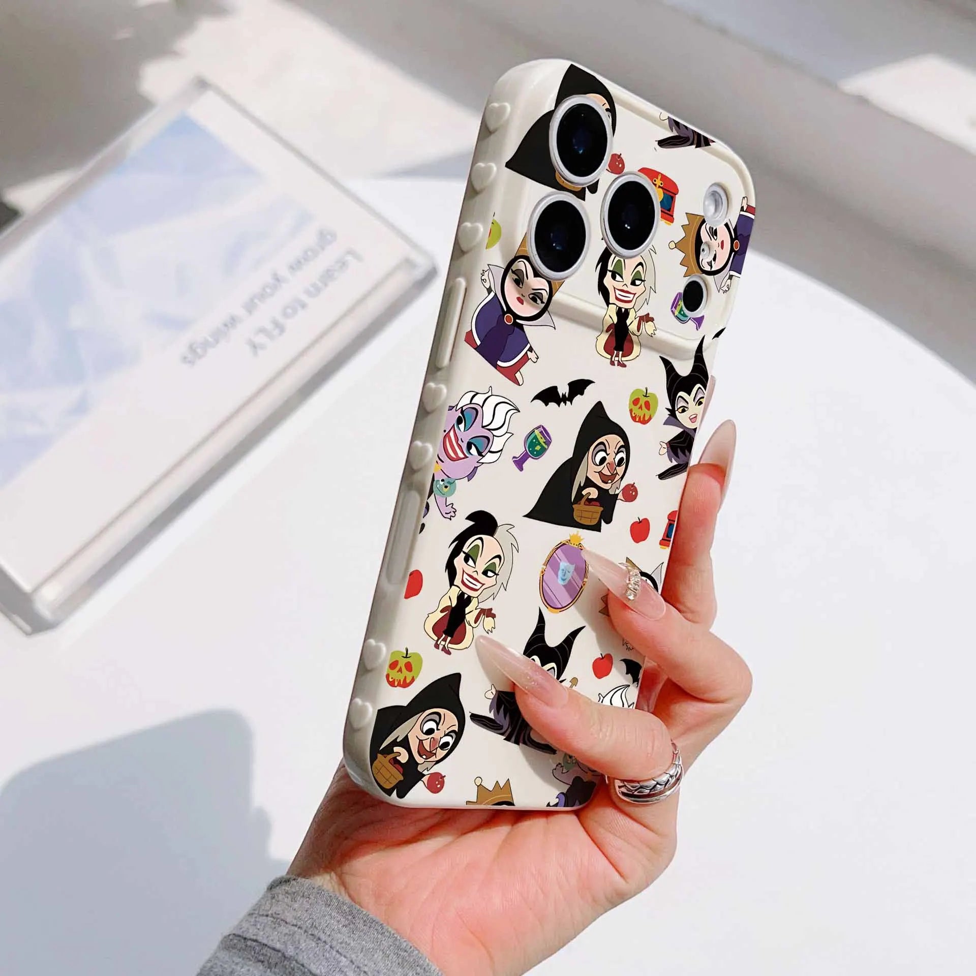 Disney Princess Villains For Apple iPhone 17 16 15 14 13 12 Mini 11 Pro Max Bubble Heart Cover Funda Silicone Soft Phone Case