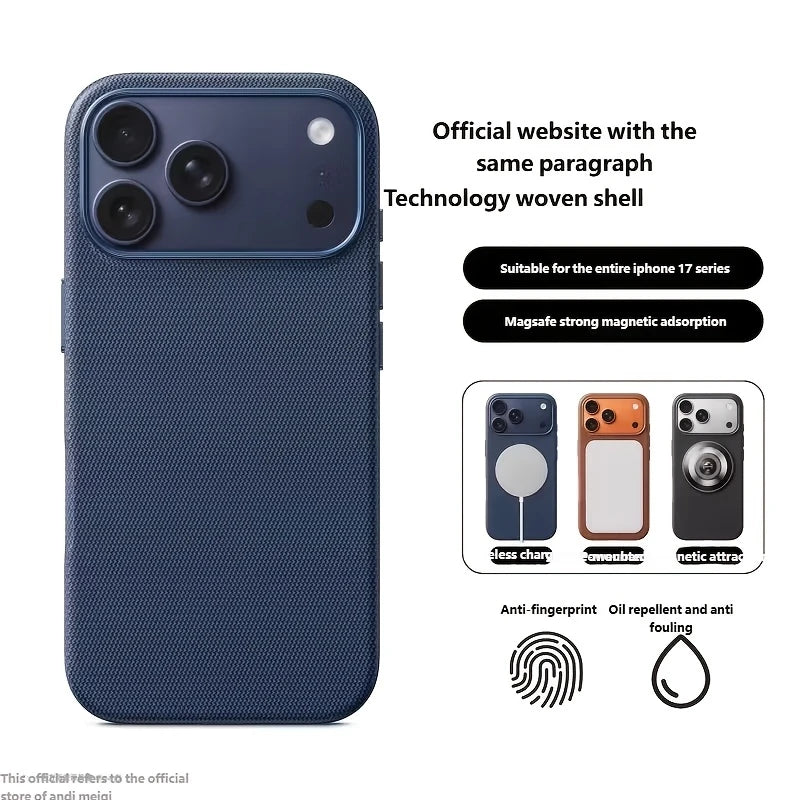 New technology fabric magnetic phone case is suitable forIPhone 17 16 15 14 13 12 Pro Max Woven Magnetic Protective Case，High-en
