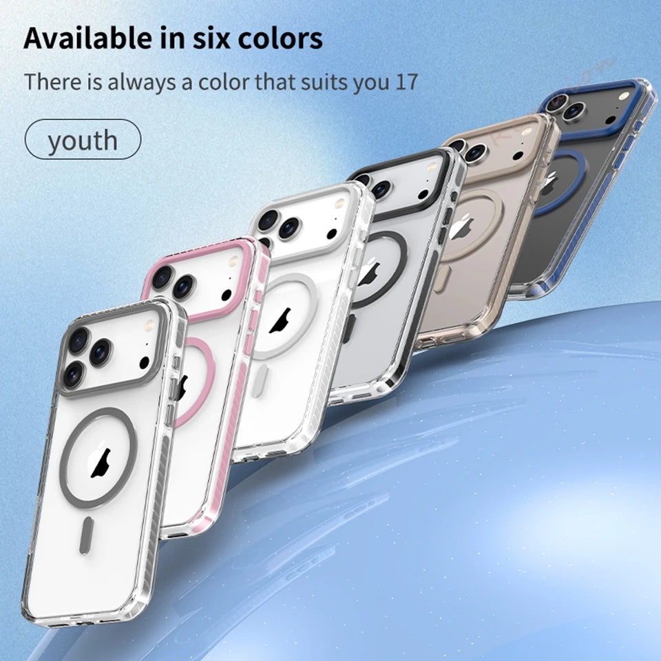 Official Transparent Magnetic Phone Case for iPhone 17 16 15 14 13 12 11 Pro Max 14 15 Plus 17 Air Magsafe Clear Protector Cover
