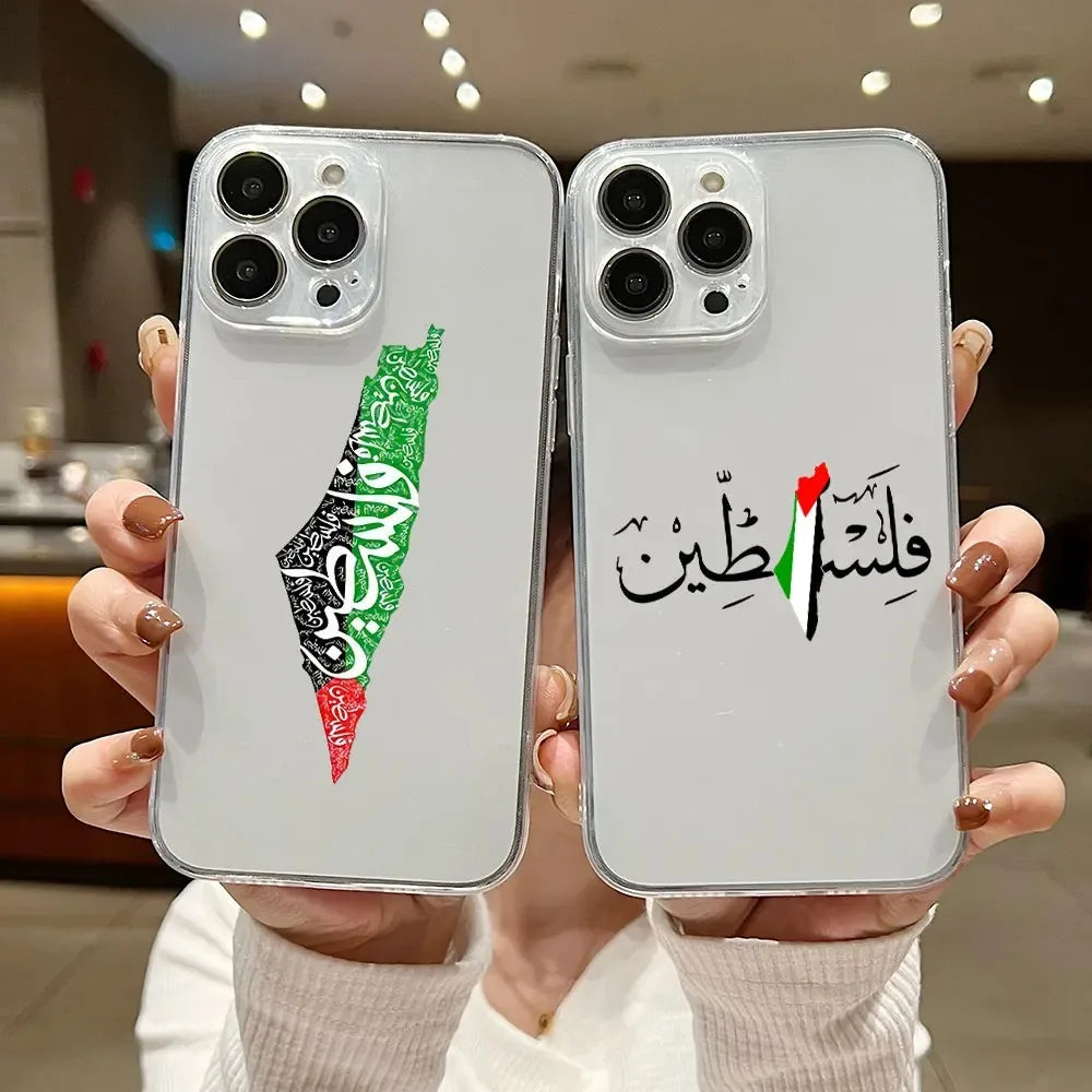 Palestine Flag Phone Case for iPhone 15 14 13 12 11 Pro Max 14 Plus X Xs Max XR SE 2020 8 7 Plus Soft Transparent Cover