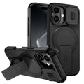 Magnetic Kickstand Heavy Duty Case For iPhone 17e 17 16e 16 Pro Max 15 + 14 13 12 11 pro Sliding Camera Lens Protector Cover