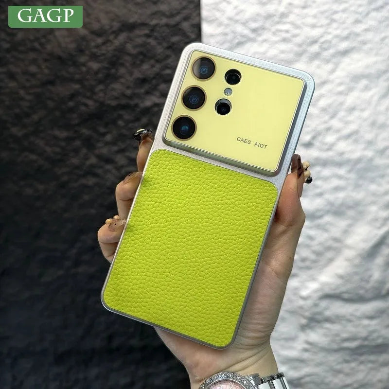 Luxury Lychee Leather Case For Samsung S26 Ultra Full Camera Protector Large Window Cover For Galaxy S26 Plus Slim Matte Fundas