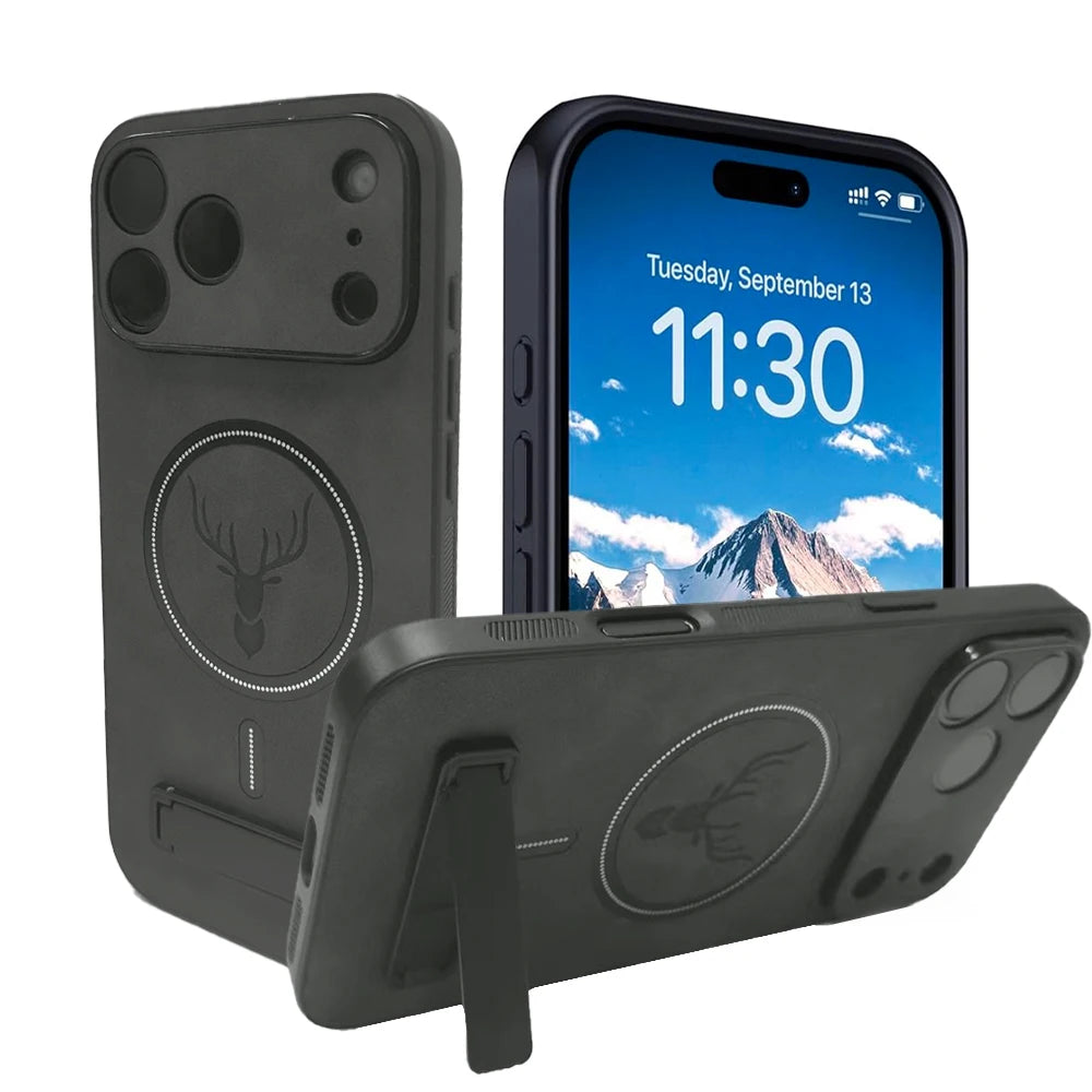 UYUXIO Magnetic Mobile Phone Case with Kickstand for iPhone 17 Pro Max 16 15 14 Plus 13 12 11 Stand Cases Back Cover with Holder