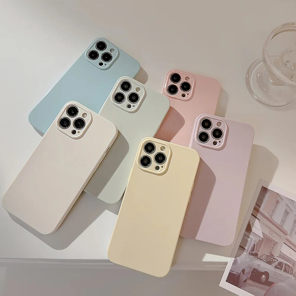 Soft Candy Color Shockproof Phone Case For iPhone 17 16 15 14 13 12 11 Pro Max Plus Plain Silicone Bumper Full Cover