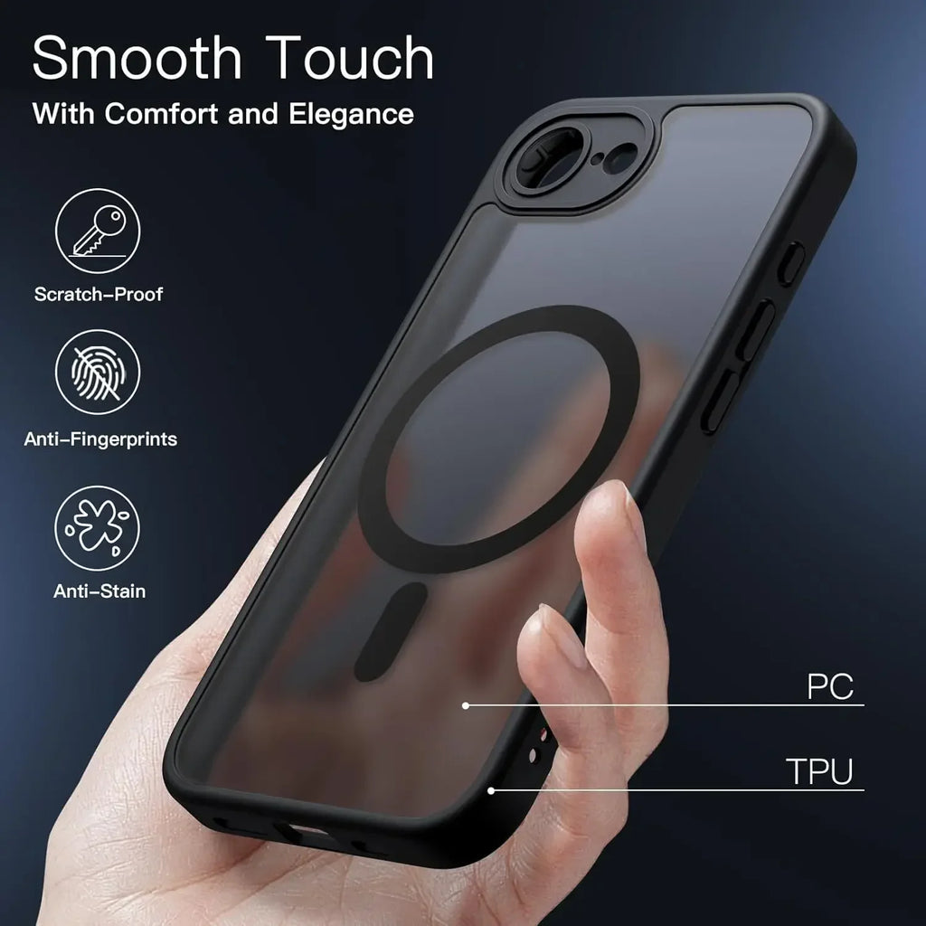 For Magsafe  Matte Clear Magnetic Wireless Charge Shockproof Cover Case For iphone 17 16E 16 15 14 13 Pro Max Plus Case