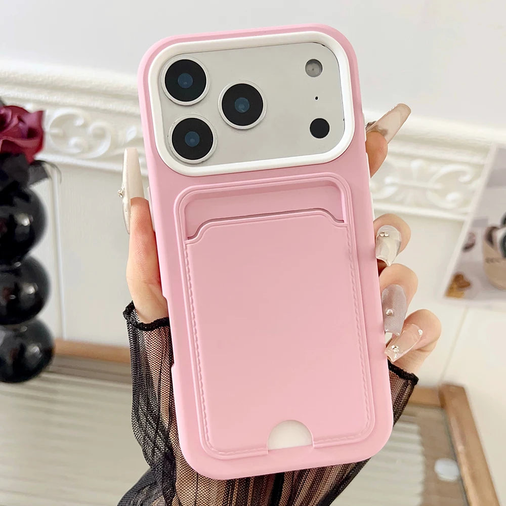 2 in 1 wallet card holder silicone phone case for iPhone 17 16 15 14 13 12 11 Pro Max Air Plus full shockproof back bumper cover